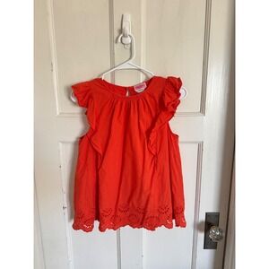 Kate Spade orange ruffle‎ sleeve eyelet top size medium
